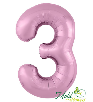 Balon cifra din folie "3" roz foto 394x433